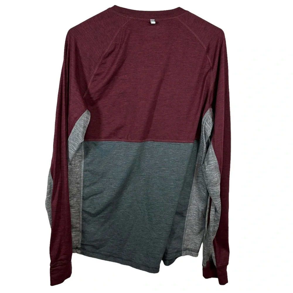American Eagle Mens Flex Shirt Size MED Maroon Gray Active Stretch Long Sleeve - Picture 2 of 8